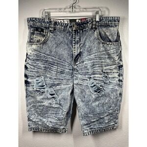 Switch Remarkable Shorts Mens 40 Acid Wash Distressed Denim Ripped Patchwork